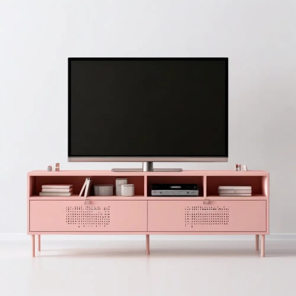Różowa szafka RTV z MDF 180 × 40 × 60 cm