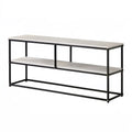 Szafka RTV industrialna z 2 półkami, 120 x 40 x 50 cm, biały marmur/czarny