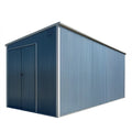 Metalowy schowek ogrodowy 277 x 191 x 192 cm z dachem jednospadowym, granatowo-szary